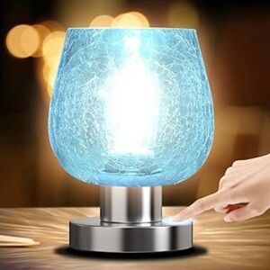Elegant Blue Glass Touch Lamp